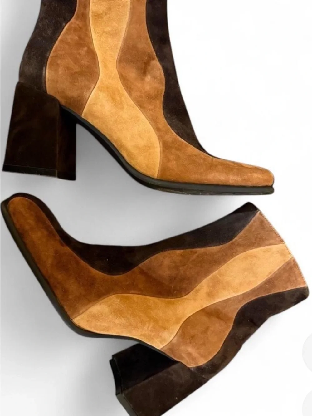 Women’s Suede Colorblock Ankle Boots - Brown Multi
